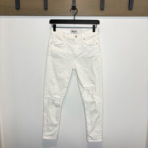 AGOLDE Sophie White Distressed Skinny Jeans - Size 25 - High Rise Cropped Denim